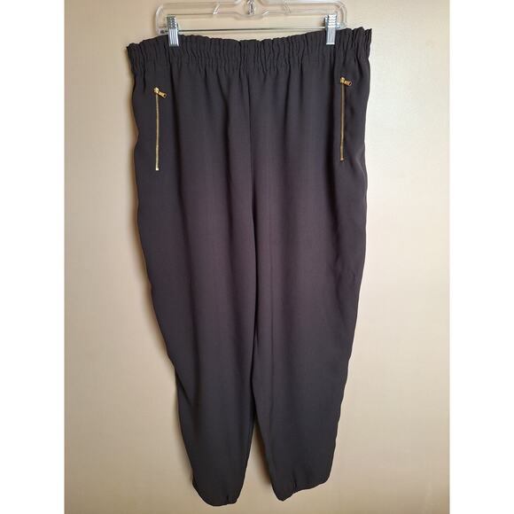 Soft Surroundings Womans Sz XL Dark Olive Green Pull On Gold Zip Pockets Jogger - Picture 1 of 9